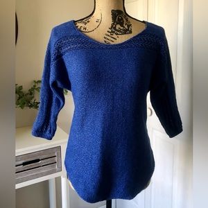 Gorgeous Blue Sweater with Open Knit Accents - Women’s Medium
